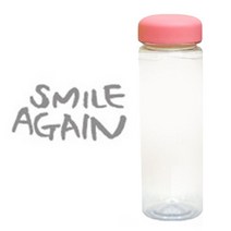 1AM 캘리그라피 분홍뚜껑 보틀, smileA (연회색), 500ml