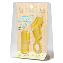 스위스나뚜리치 모모 핑거실리콘 칫솔 셋트, 노란색, 1세트
