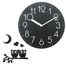 브론즈하우스 WEC-006L 무소음 벽시계 A01 + 데코스티커, 블랙