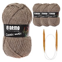 연일섬유 클래식 울 목도리 DIY 뮤직 뜨개실 4p + 고급 줄바늘 + 도안, 1세트, 1367 카카오