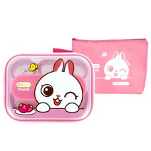 에디슨 프렌즈 스텐 식판 케이스 가방세트, 토끼 래니, 식판 + 가방