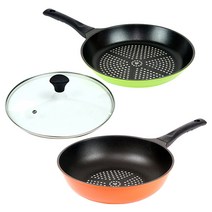 키친아트 뉴본다이아몬드 3종세트, 혼합색상, 궁중팬 28cm + 후라이팬 28cm + 유리뚜껑 28cm
