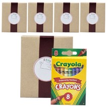 크레욜라 어린이집 생일답례품 크레용 + 선물포장 + 라벨스티커 5p, 8색