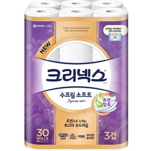 크리넥스 수프림소프트 천연펄프 3겹 롤화장지 30m, 30롤, 1팩