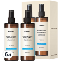 쿤달 퍼퓸 룸 앤 패브릭 섬유탈취제 클린솝향, 300ml, 6개, 클린솝