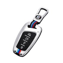 크로니클 현대 그랜저HG 제네시스DH 아슬란 풀메탈 Z라인 키케이스 + 키링, 실버, 현대 4버튼타입