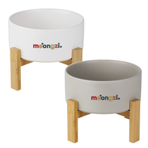 멍지 반려동물 2단 높이 도자기 식기 2종 세트 S, 그레이, 화이트, 1세트