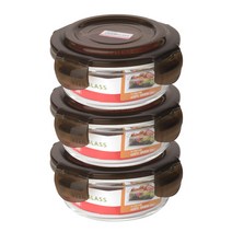 아이에코리아 수퍼 오븐글라스 원형 내열유리 밀폐용기 950ml, 3개입, 용기 3p