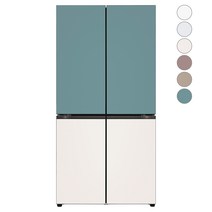 [색상선택형] LG전자 디오스 오브제컬렉션 4도어 냉장고 글라스 875L M873AAA031, M873GTB031S, 클레이민트(상단), 베이지(하단)