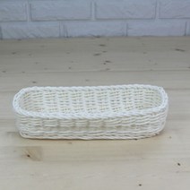 PP라탄바구니 사각스푼케이스, 화이트, 1개