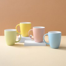 해피정코리아 오벌머그컵 무광 파스텔 세트, 베이비핑크, 스카이블루, 바닐라옐로우, 애플그린, 1세트