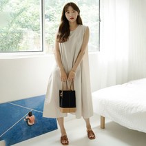 씨씨 여성용 오버핏 린넨 민소매 A라인 원피스