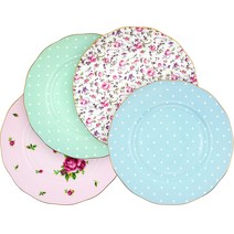 로얄알버트 뉴황실장미 중접시 4종 세트, 핑크, 로즈컨페티, 폴카로즈, 폴카블루, 1세트