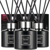 쿤달 퍼퓸 디퓨저 아로마에디션 200ml 3개 + 섬유스틱 15개 세트, 허브민트향, 1세트