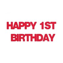 와니데코_접착이니셜 _HAPPY 1ST BIRTHDAY, 레드