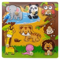토도리브로 사파리 꼭지퍼즐 WOODENTOY-B, 1개, 8개