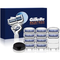 질레트 스킨텍 매뉴얼 면도날 10입 + 면도기 스탠드 1개, 1세트