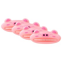 블럭마트 욕실 치약짜개, 핑크 돼지, 4개입