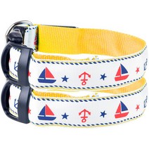 제제펫 돛단배패턴 애완 LED 목줄 G408PCBH124, 2개입