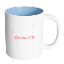 핸드팩토리 축하해 폭죽 머그컵, 내부 파스텔 블루, 1개