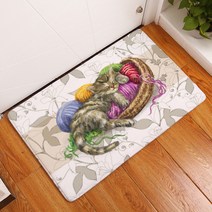 리빙팝 주방욕실 미끄럼방지 개와고양이 일러스트 발매트 C, 6