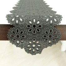 해피툴 펀칭 데이지 레이스 러너 매트, 블랙, S(90 x 19 cm)