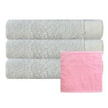 송월타월 호텔 피안느 수건 170g 3p + 뉴컬러 핸드타월 분홍, 연회색, 1세트