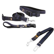 펫나인 강아지와고양이 산책 허리벨트 + 차량 안전벨트 2.5cm, 블랙, 1세트