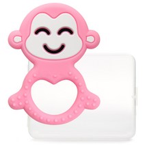 예꼬맘 애니멀 프렌즈 실리콘 치발기 원숭이, 노꼭지, 원숭이(핑크)