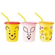 스케이터 푸우 페이스 스트로 텀블러 3p 세트, 혼합 색상, 320ml