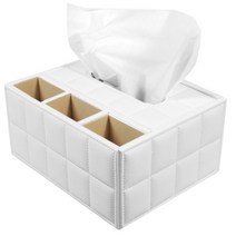 히키스 3단정리 한국형 가죽 티슈케이스, White