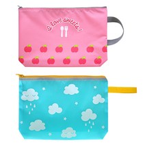 리틀미 식판 도시락용 애플 가방 세트, 2개입