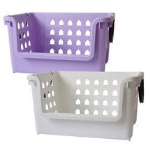 보노하우스 초대형 멀티 바스켓 80L, 바이올렛, 화이트, 2개