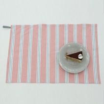 하임앤하임 린넨워싱 스트라이프 키친크로스 60 x 40 cm, 핑크, 1개