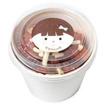 피크닉하우스 일회용 종이그릇 350ml + 투명 뚜껑 세트 20p + 소녀 원형 스티커 20p, 1개