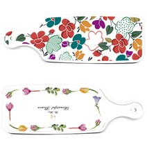 로엠디자인 서빙 도마 보드 2p 로맨틱 패턴 플라워 라인 세트, 로맨틱 패턴 플라워 라인, floral 목련 혼합, 1세트