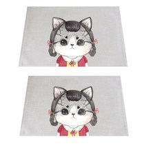 아울리빙 예쁜 고양이들 식탁매트 2p, F, 42 x 32 cm