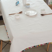 마켓감성 수술장식 린넨식탁보, 타입1, 100 x 140 cm