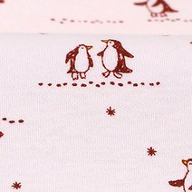 CoCoChi 펭귄브라더스 무형광가공 40수 양면다이마루 원단, 핑크