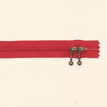 YKK 슬림 코일 지퍼 내추럴 50cm, 레드, 2개입