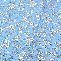 접착식 안감심지 코튼 써니 플라워 패브릭원단, 스카이