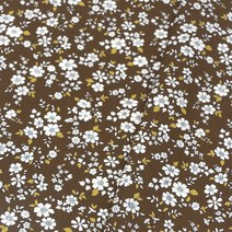 접착식 안감심지 코튼 써니 플라워 패브릭원단, 브라운