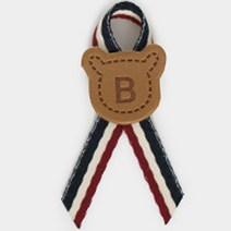 해피베어스 베어 페이스 입체 가죽 라벨, 브라운, 8개입