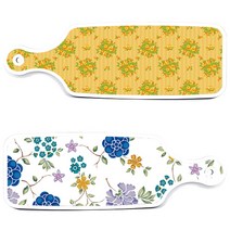 로엠디자인 서빙 도마 보드 2p 로맨틱 블루 floral 화이트 세트, 로맨틱 블루 floral 화이트, 오렌지 넝쿨 로즈, 1세트