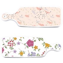 로엠디자인 서빙 도마 보드 2p 로맨틱레드 floral 화이트 세트, 로맨틱레드floral화이트, 패턴자국, 1세트