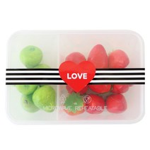 황씨네도시락 PP내열 일회용 도시락 높은 2칸 10p + 하트띠지 스티커 10p, 1세트