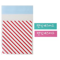 황씨네도시락 접착 스트라이프 봉투 레드 100p + 스티커 캘리 맛있게 드세요 핑크 50p + 민트 50p, 1세트