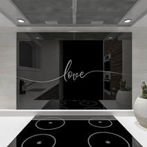 웰룸 주방아트보드 주방시트지 러브 블랙, 1개