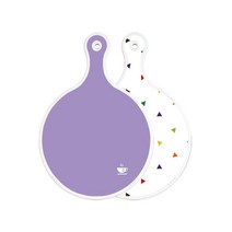 로엠디자인 양면 원형 서빙 도마 보라, 세모점, 1개
