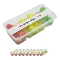 도나앤데코 PP일회용 내열 3칸 긴 사각도시락 용기 10p + 띠지스티커 화이트 사랑하는우리딸 도시락 10p, 1세트, 10개